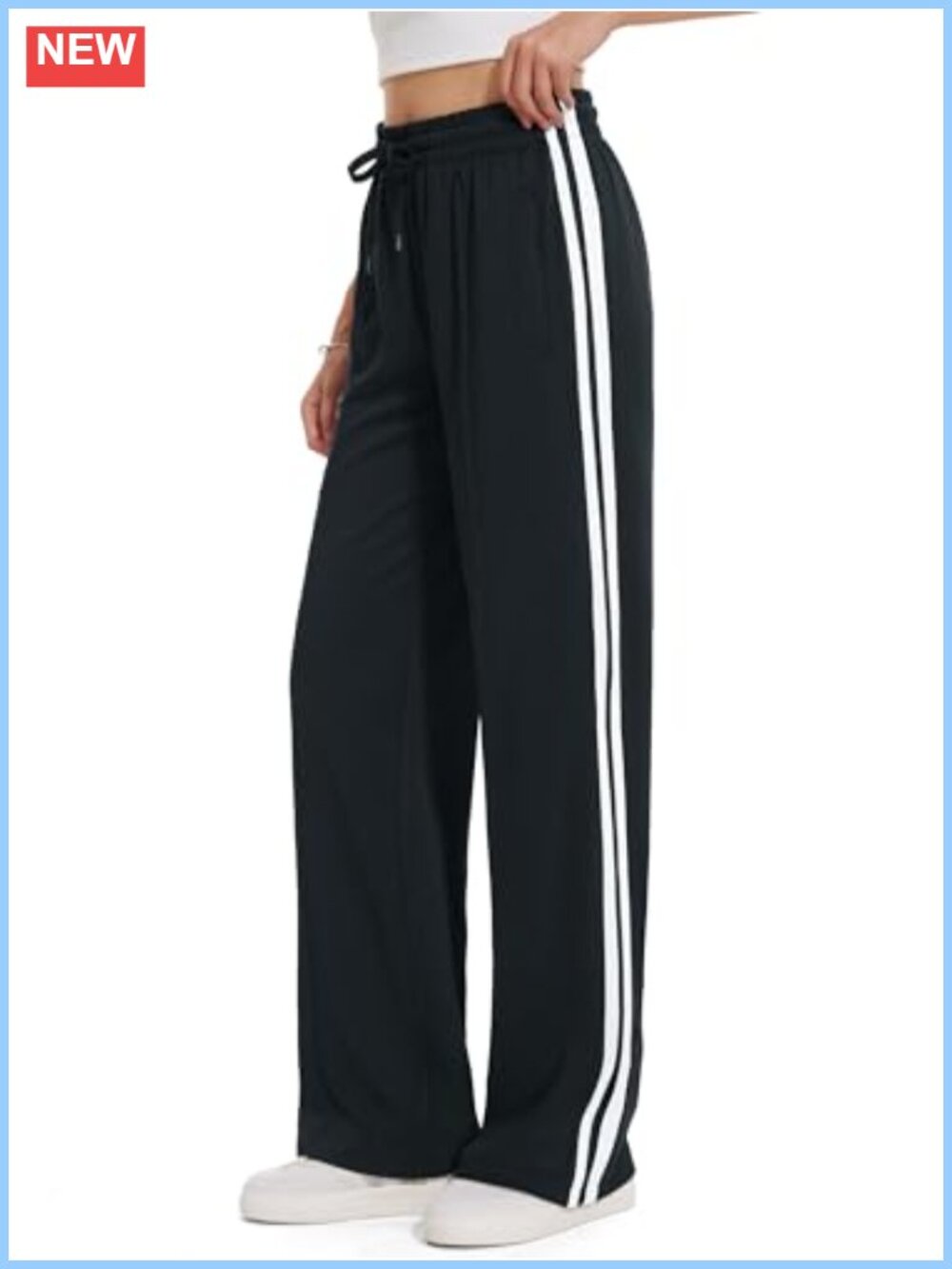 Women's Straight Leg Track Pants Drawstring Waist Zip Pockets Workout